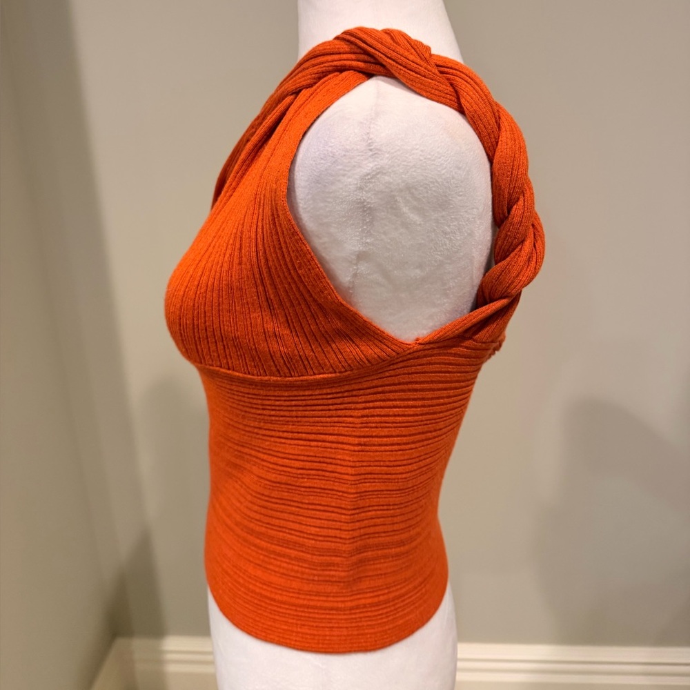 Asymmetrical One-Shoulder Knit Top - Burnt Orange - Size S - Picture 7 of 9